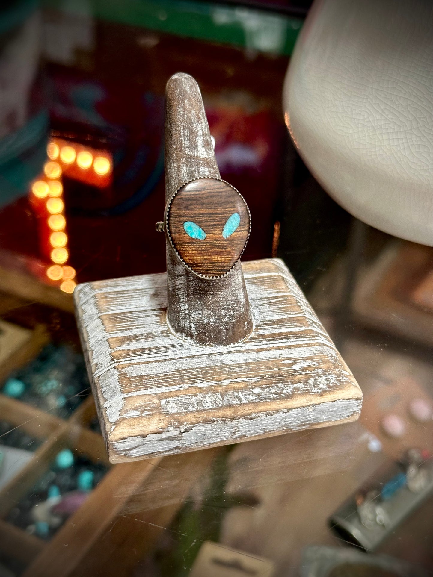 Wood Inlay Alien Ring