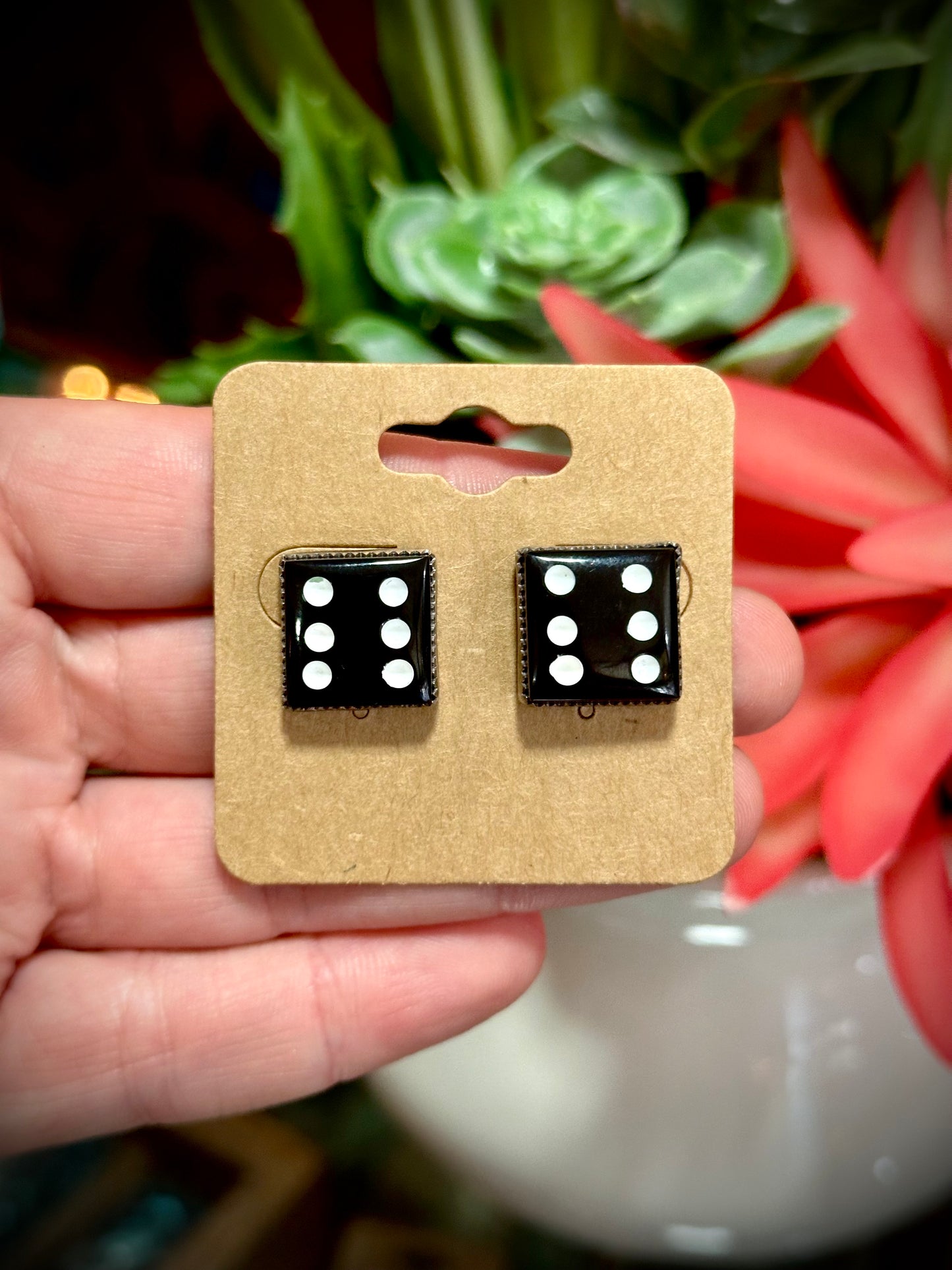 Black and White Dice Earrings