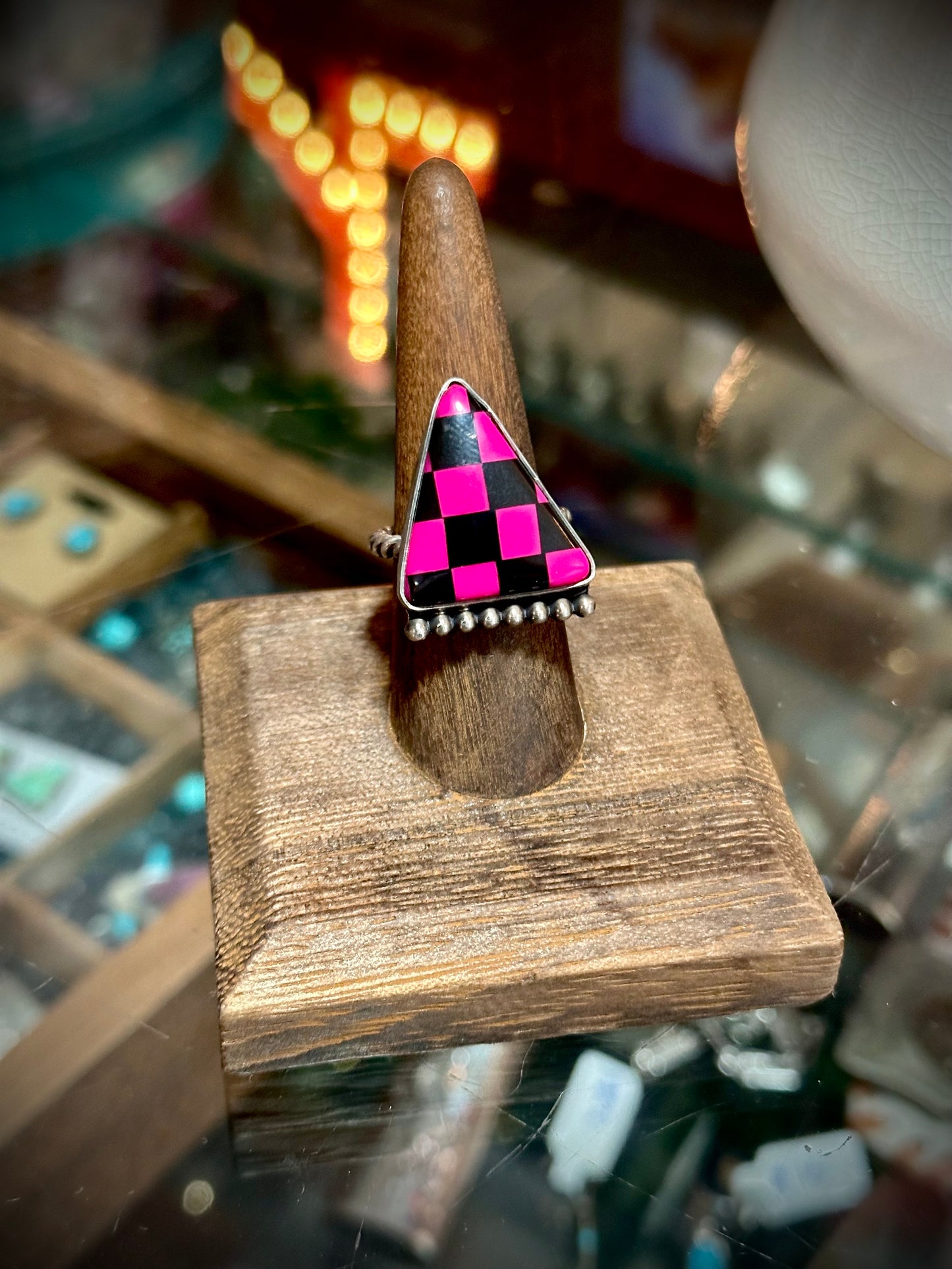 Pink Checkered Ring