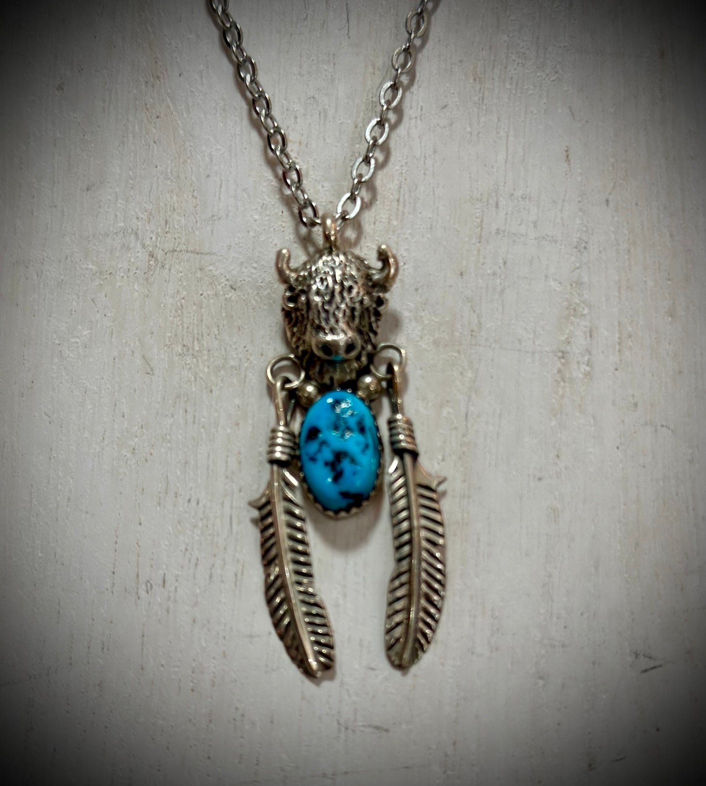 Feathered Buffalo Turquoise Necklace