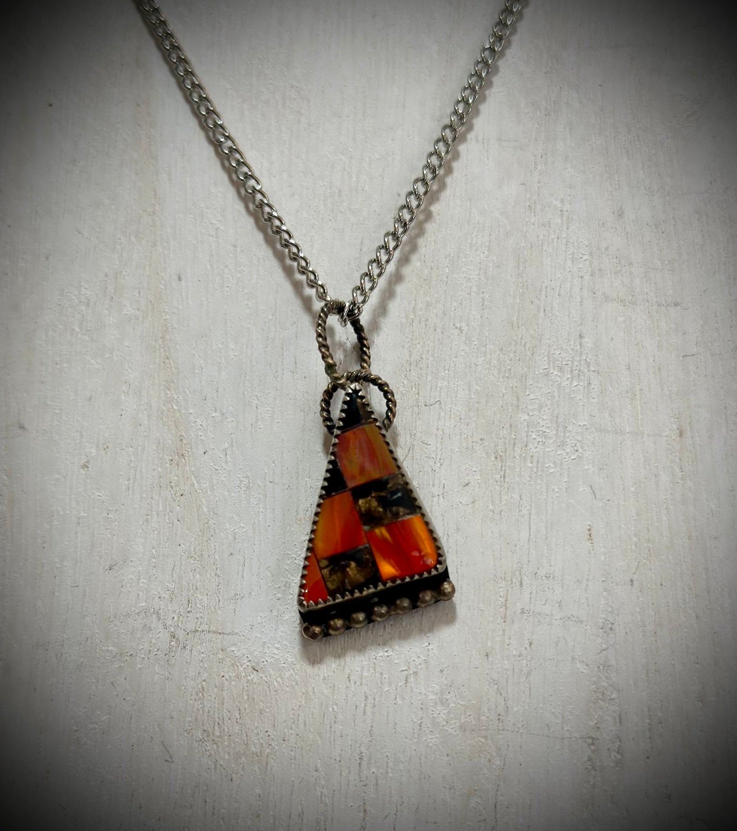 Abstract Checkered Opal Necklace