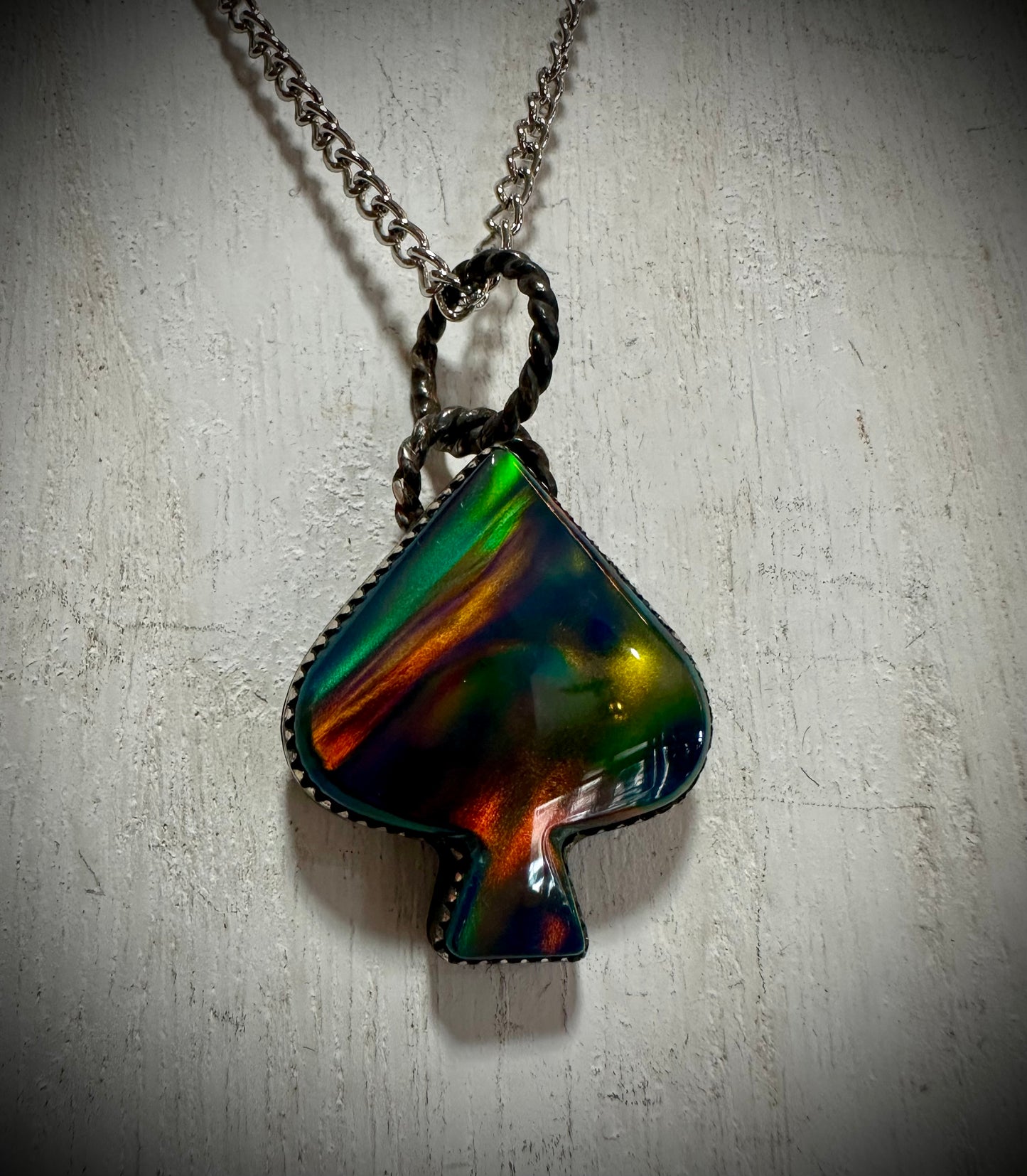 Rainbow Opal Spade Necklace