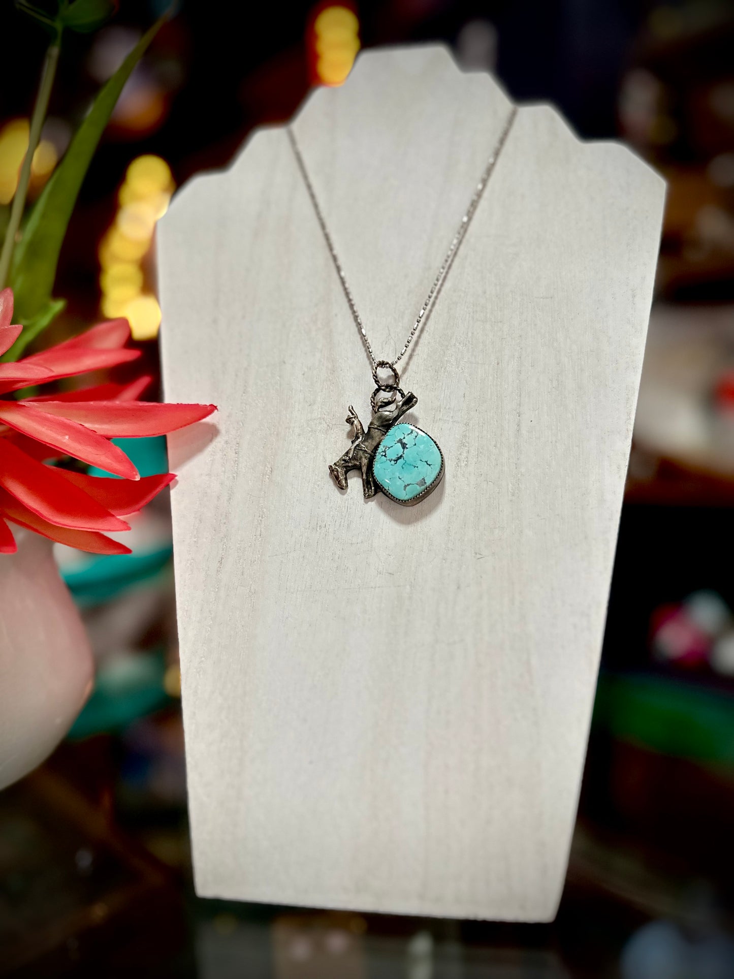 Turquoise Bucker Pendant with Chain