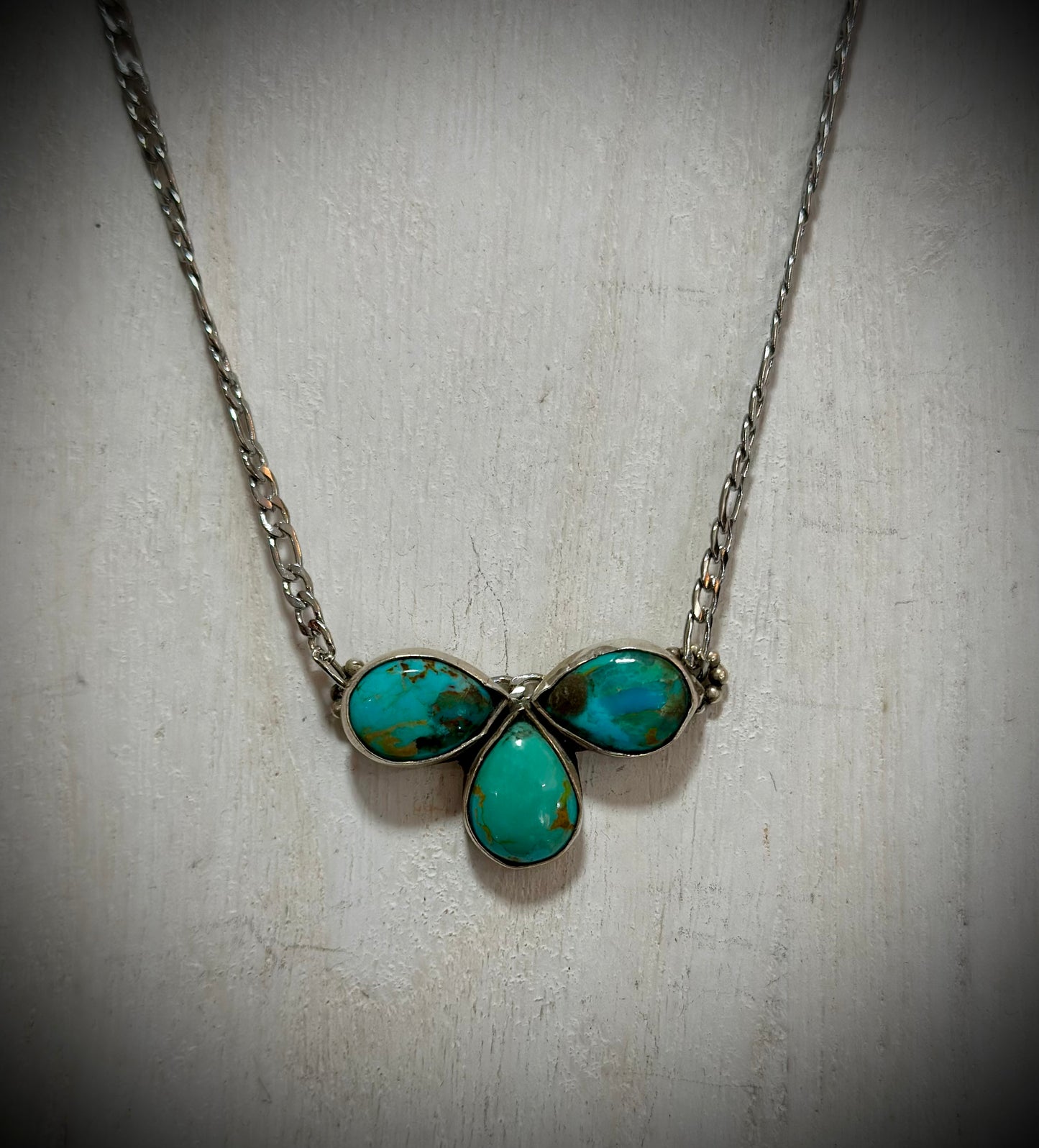 Turquoise 3 Stone Pendant Necklace