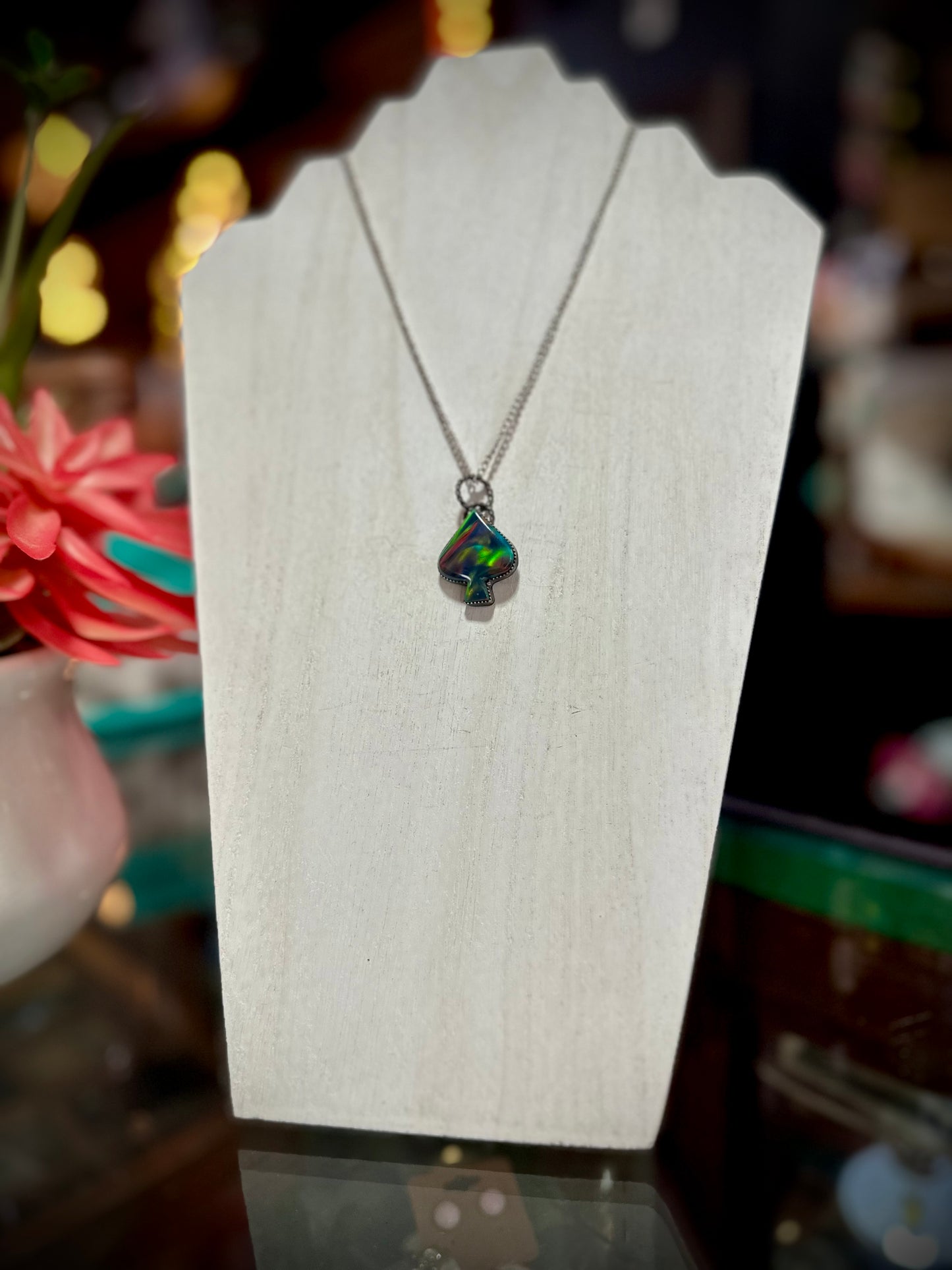 Rainbow Opal Spade Necklace