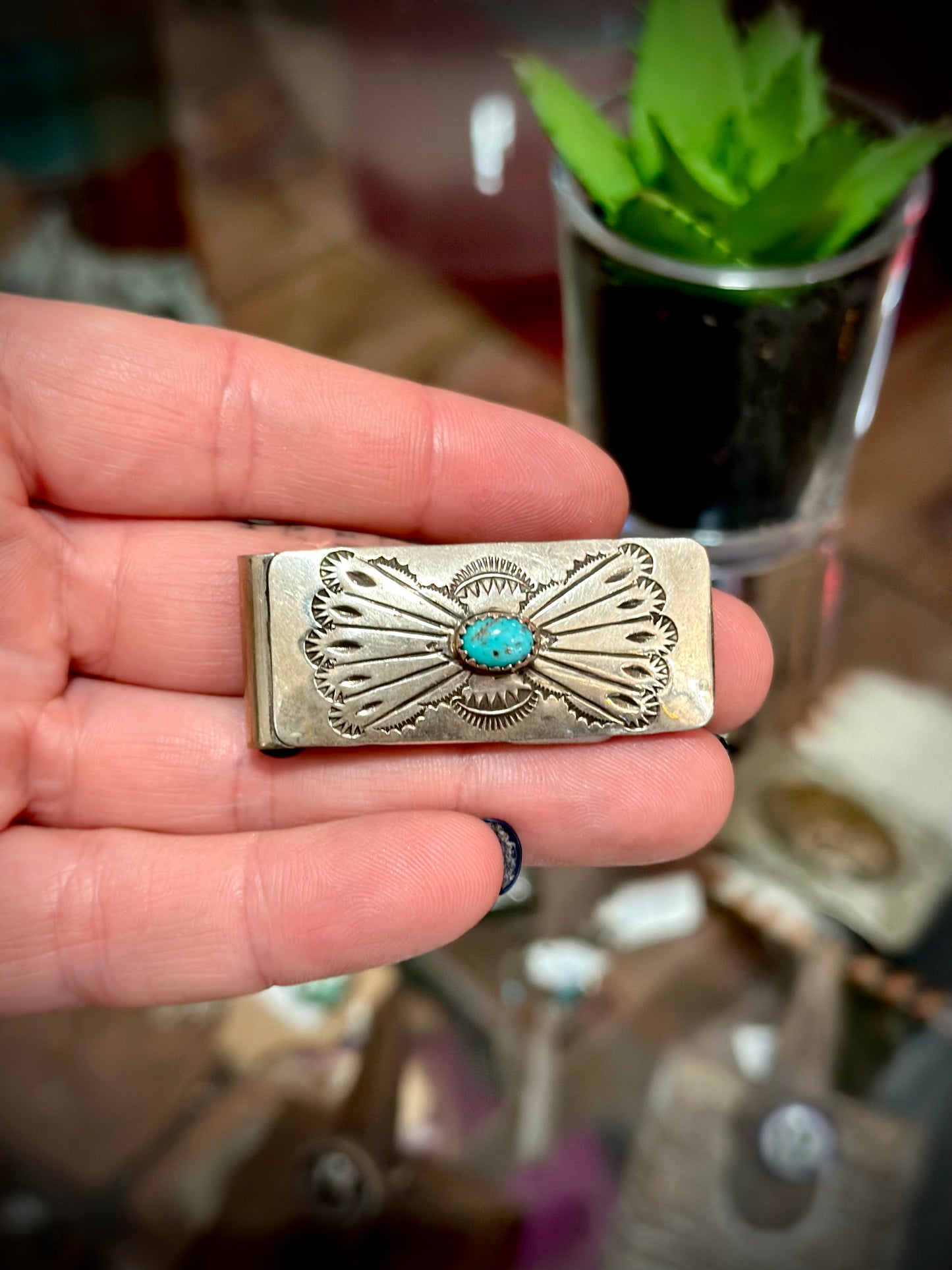 Vintage Silver/Turquoise Money Clip